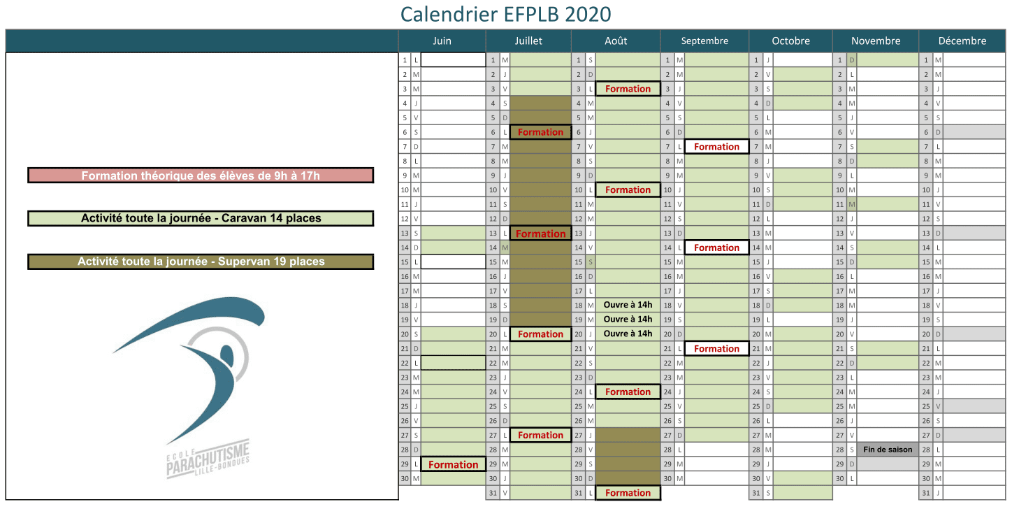 Calendrier EFPLB2020